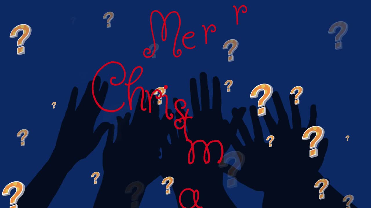Animation of merry christmas text over hands