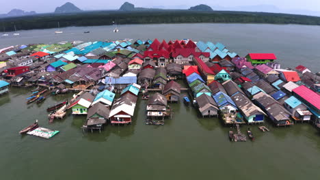 houses and rooftops of koh panyee floating fishing village, thailand