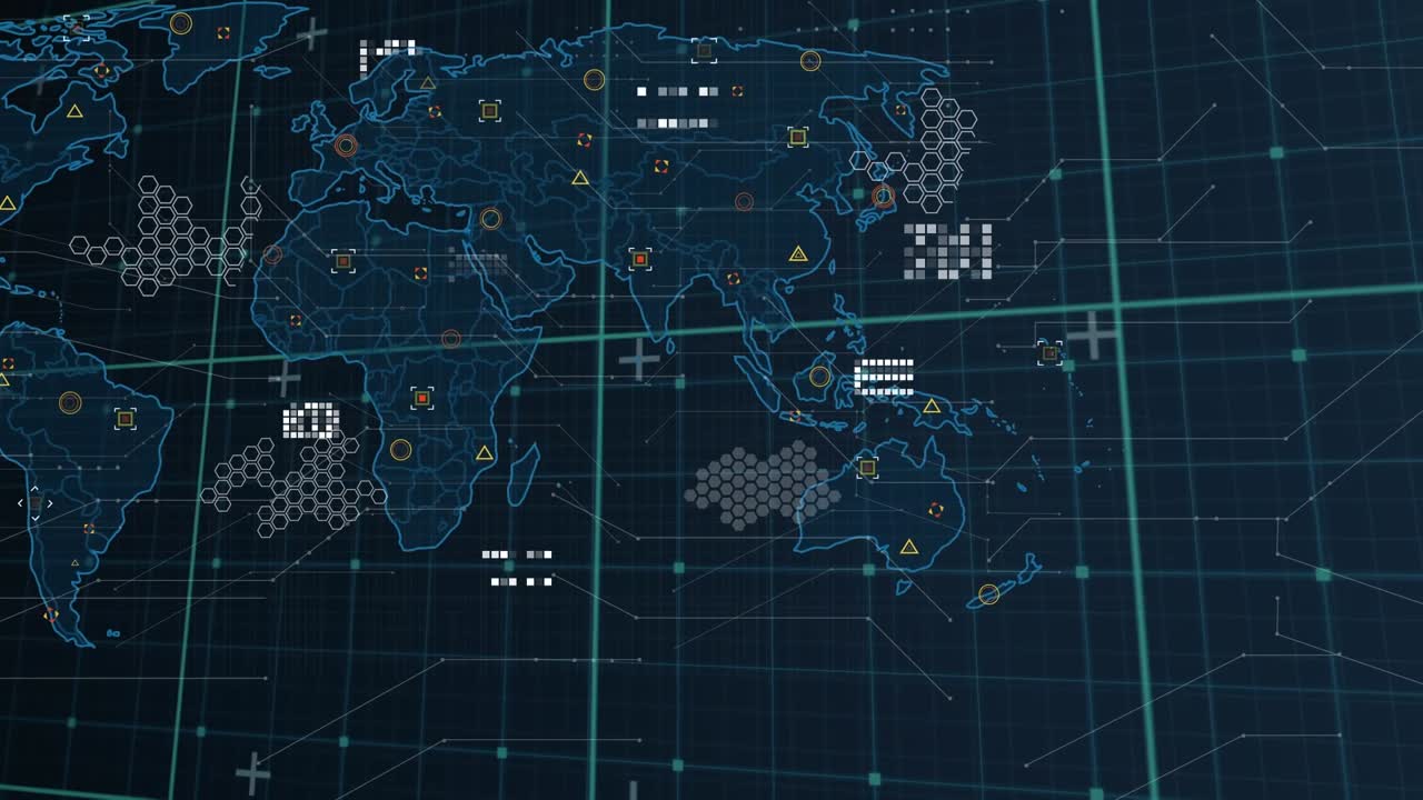 Video depicts global connections and data processing through networks and constellations