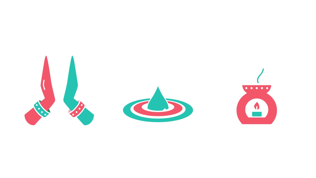 색 배경에 만화 요가 아이콘의 4k 비디오