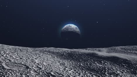 earth rising above the lunar surface