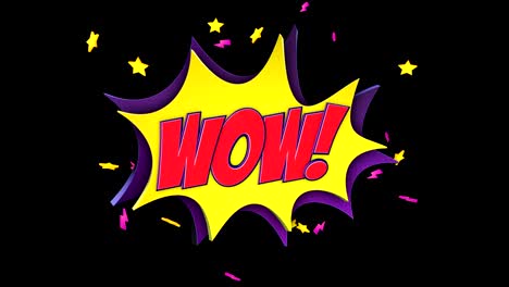 wow comic text and speech balloon animation, with alpha matte, loop