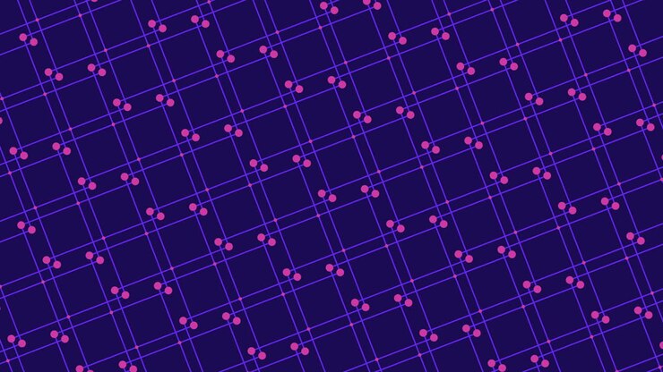 Abstract blue and green grid pattern with corner circles