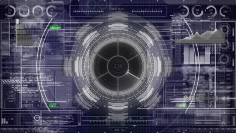 Animation of scope scanning and data processing over black background