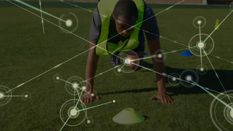 animación del procesamiento de datos y la red de conexiones sobre los jugadores de fútbol
