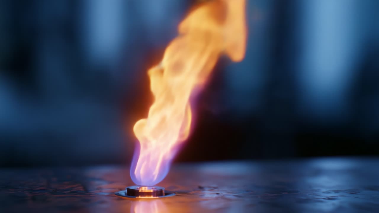 Un'affascinante esibizione di danza col fuoco dai colori vivaci, che mette in mostra l'ipnotica bellezza delle fiamme mentre guizzano e fluiscono in un ambiente etereo.