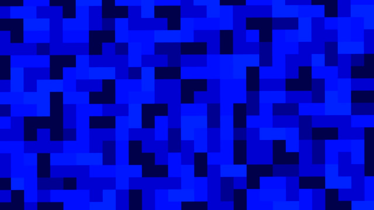 el fondo de mosaico azul se rompe en pedazos pequeños y revela la pantalla verde. animación 3d, clave de croma.