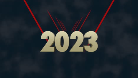 2023 con líneas de premios rojas en la noche