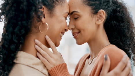 lesbian couple, forehead and women with love