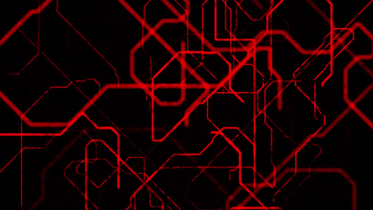 patrón de líneas geométricas abstractas, gráficos en movimiento. animación. cantidad interminable de líneas dobladas rojas aparecen y crean una estructura compleja en fondo negro