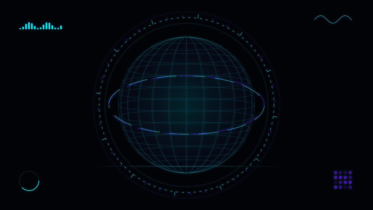 Digital Globe Hologram Rotating in Futuristic Interface