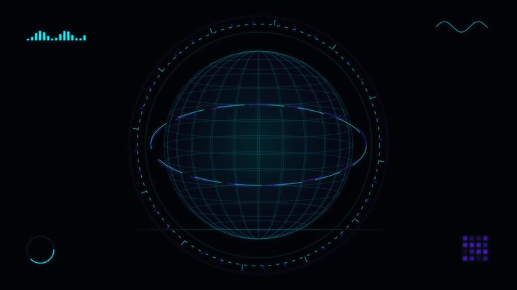 Digital Globe Hologram Rotating in Futuristic Interface