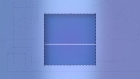 animación de un cuadrado de dibujo con lápiz sobre un fondo azul con bloques