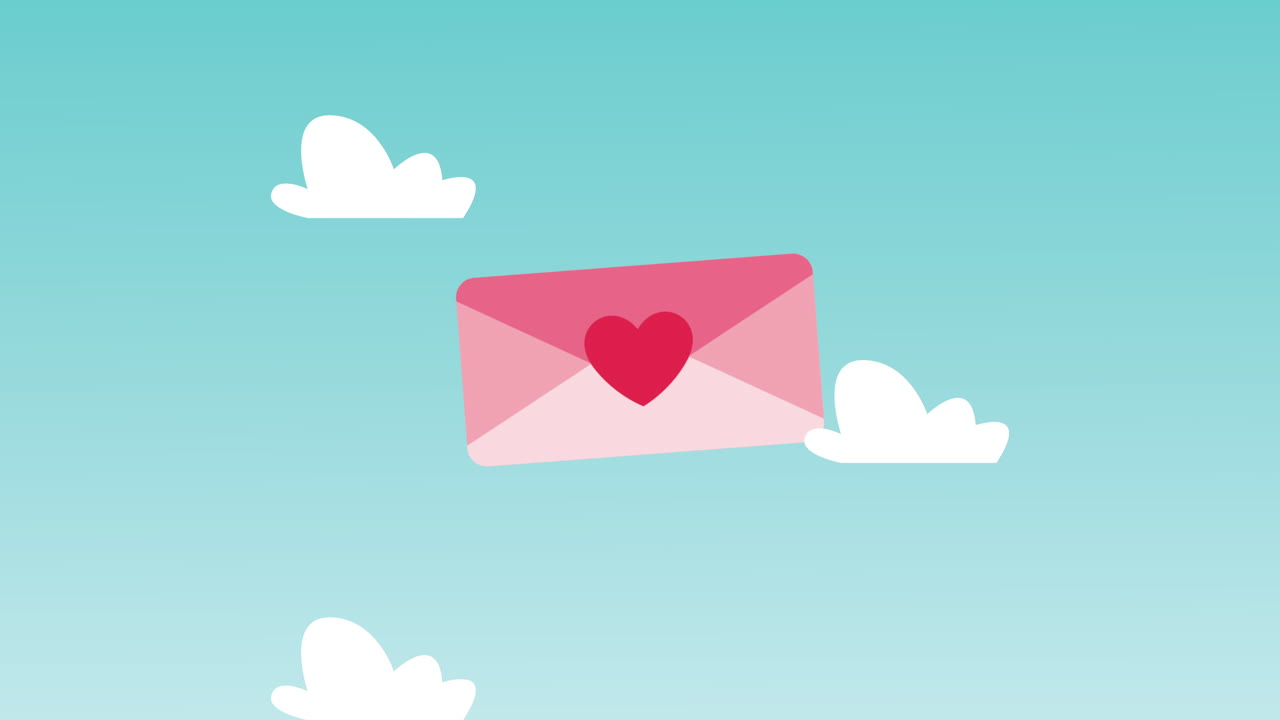 feliz tarjeta de día de san valentín con sobre de amor