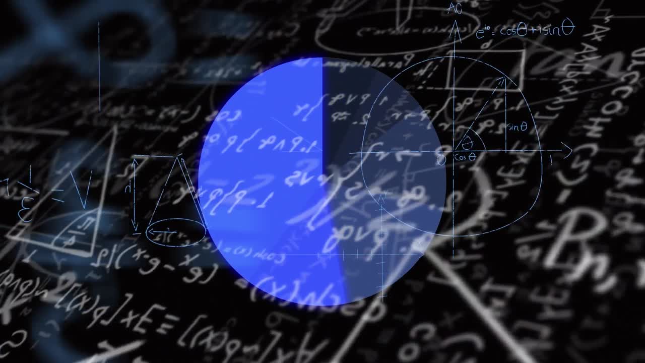 검은색 배경에 대한 수학적 방정식 및 통계 데이터 처리의 애니메이션