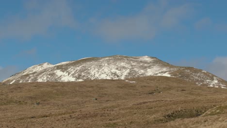 Toma-Panorámica-Lenta-De-Excursionistas-Recorriendo-Los-Senderos-Hacia-La-Cima-De-Ben-Lomond.