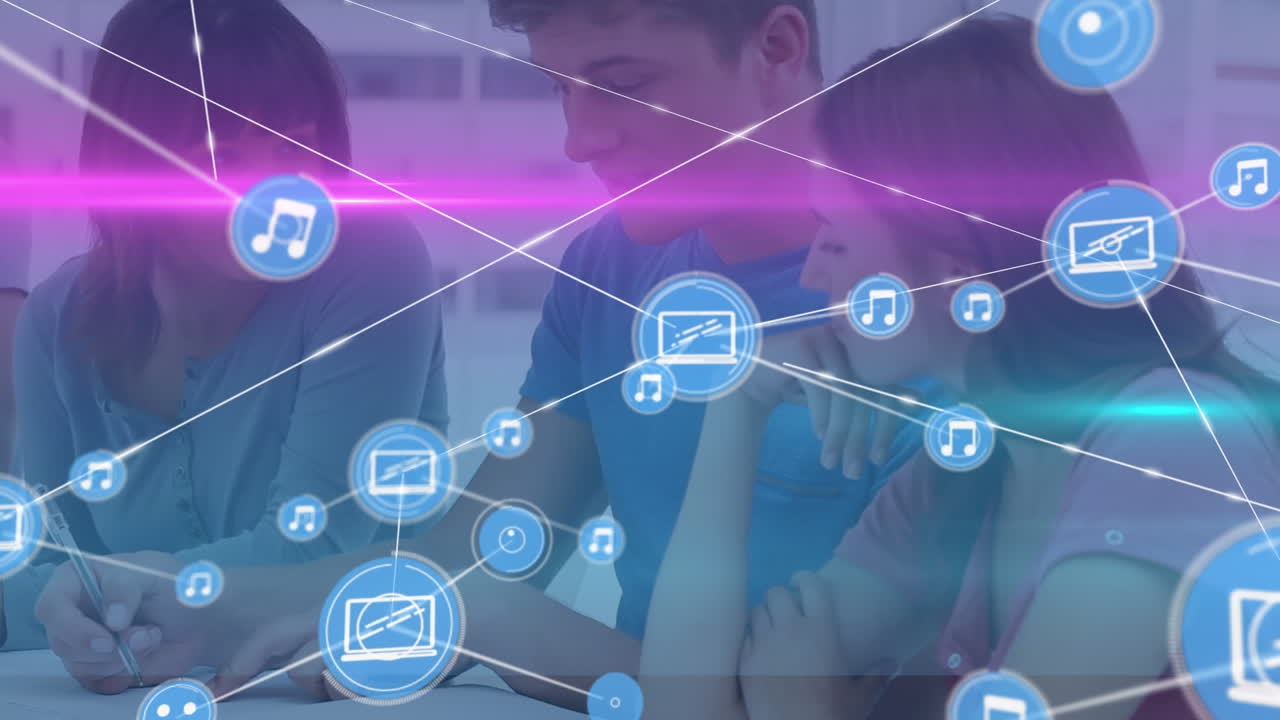 animación de la red de conexiones con iconos sobre colegas de negocios