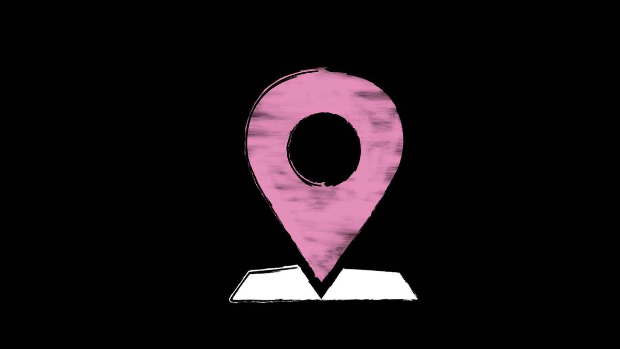 Animated Hand-Drawn Pink Location Pin Icon
