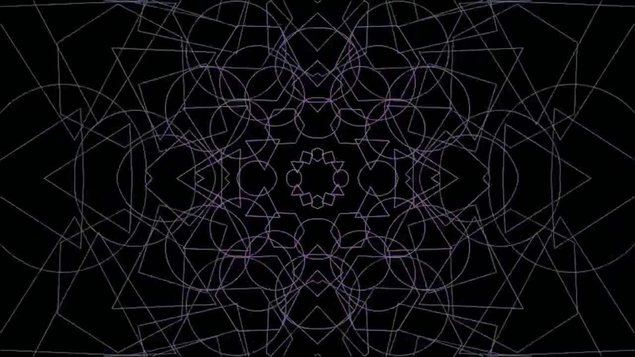 Abstract Geometric Mandala Animation with Pulsing Light Lines