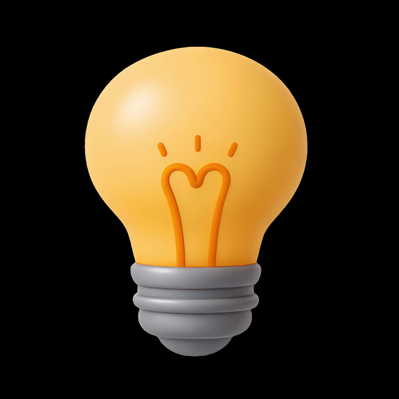 Bright idea concept illustration animation isolated asset, transparent 4K video, alpha channel