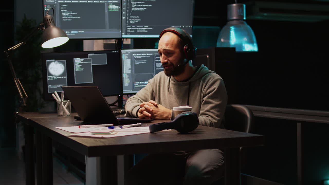 Man Working as a Programmer or Coder in Office