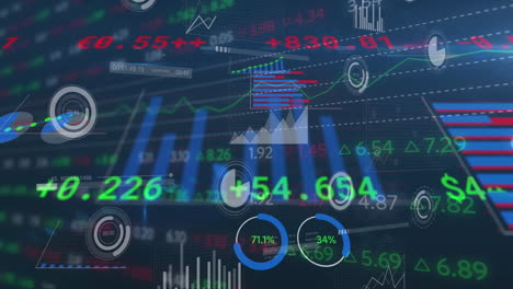 animación del procesamiento de datos y el diagrama sobre fondo negro