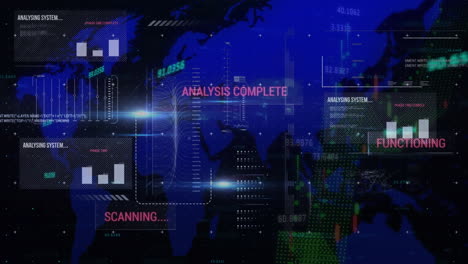 animation of statistics and data processing over world map