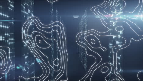 animación de formas y puntos de luz sobre fondo azul