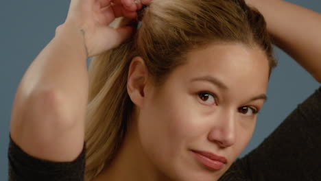 cu young woman gets hair ready