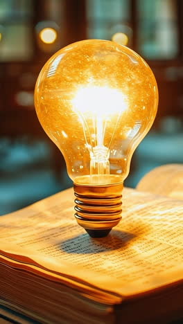 bright bulb illuminating an open book