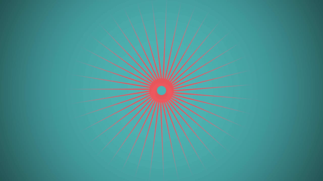 Living coral sun rotating over turquoise background