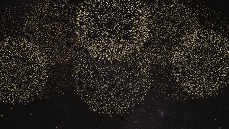 a simulated fireworks show against a starry backdrop.