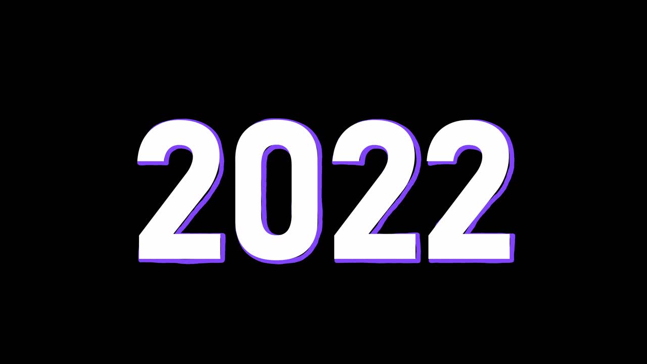 texto 3d 2022 con un efecto de borde morado