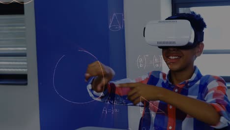animación de ecuaciones matemáticas sobre escolares utilizando auriculares vr