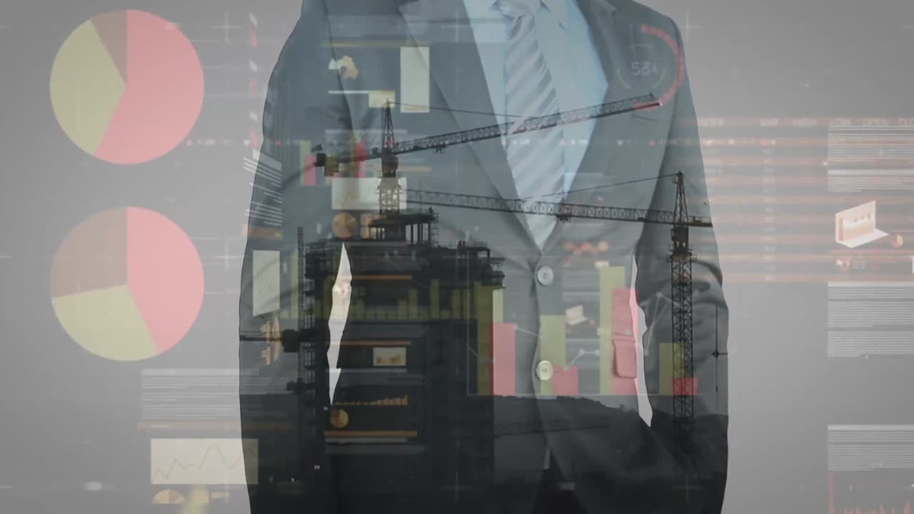 건설 현장에서 연결 네트워크와 소셜 미디어 반응의 애니메이션