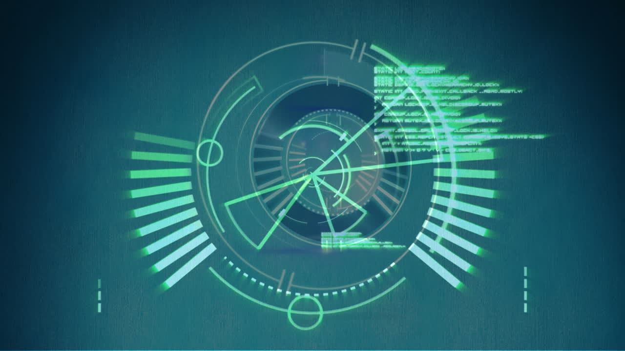 녹색 배경에 대한 범위 스캔과 데이터 처리의 애니메이션