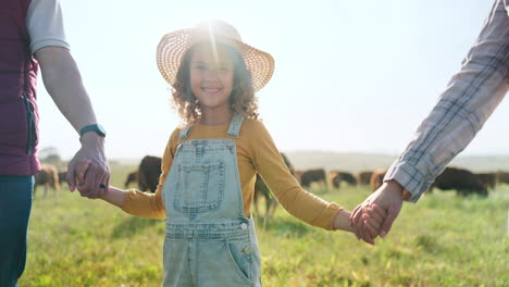 Farmer,-family-and-girl-with-parents-at-cattle