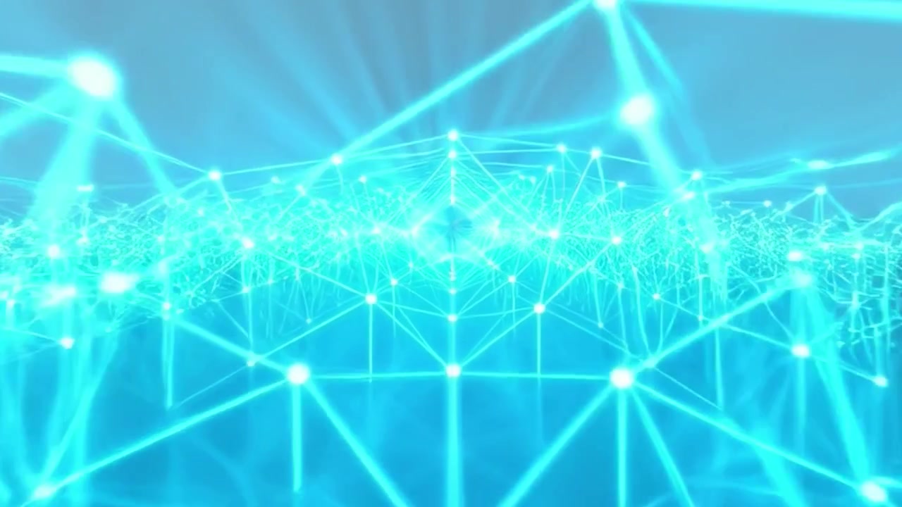 Abstract Digital Network Connection with Glowing Blue Nodes and Lines
