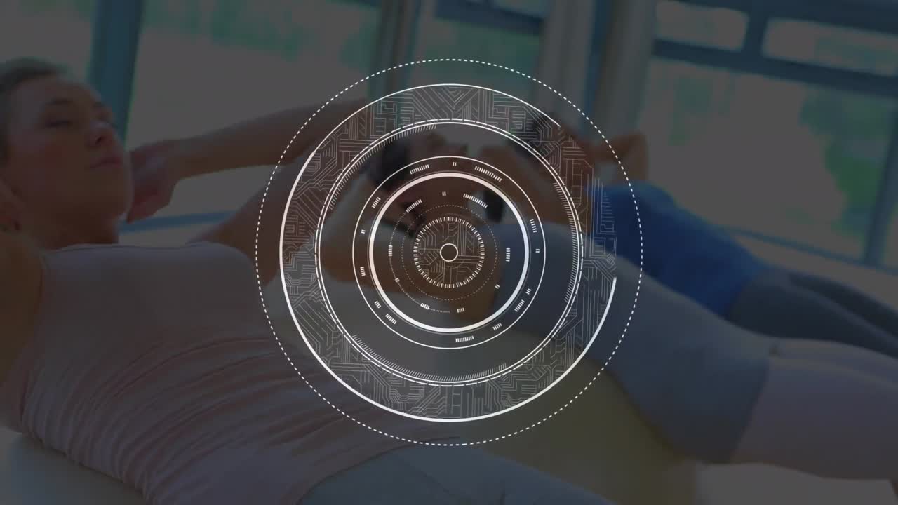 animación de la exploración del alcance sobre las personas que hacen ejercicio