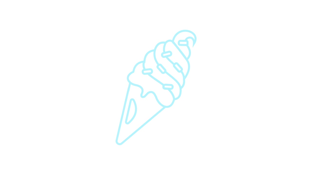 Disegno con contorno azzurro di un cono gelato con codette