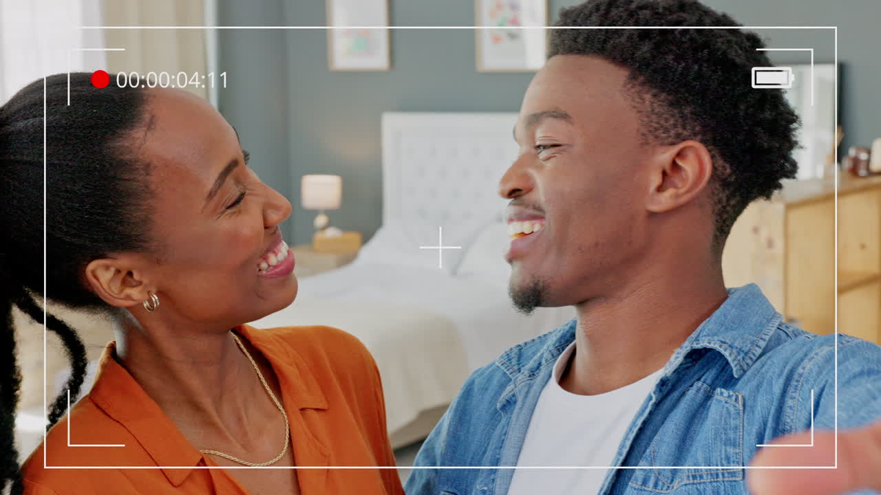 Funny couple selfie, streaming video online