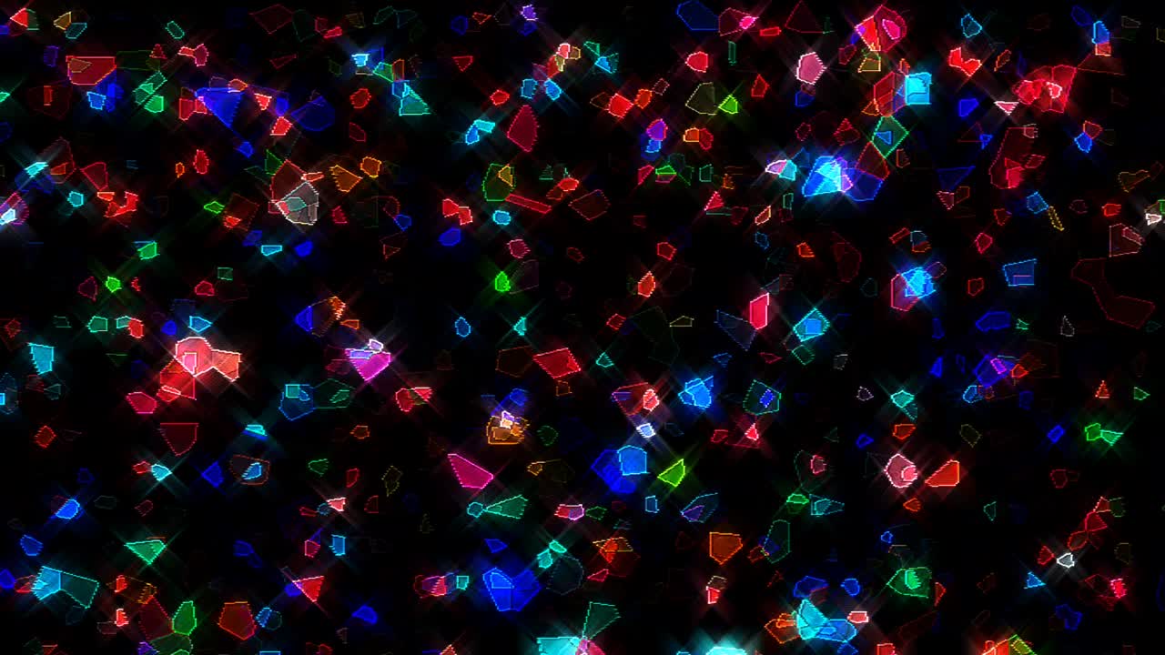 빛나는 밝은 선은 파동 점을 설정 움직임, 다채로운, 검은 바탕에