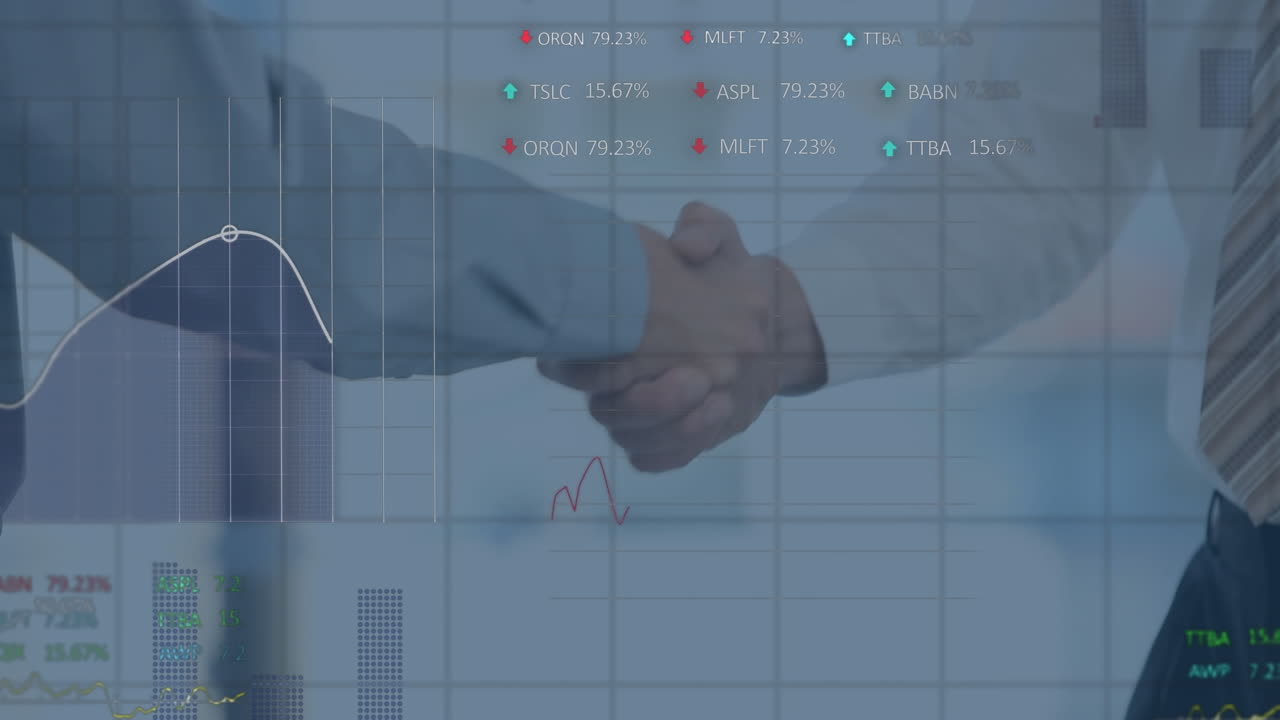 データ処理のアニメーション ビジネスマンの握手