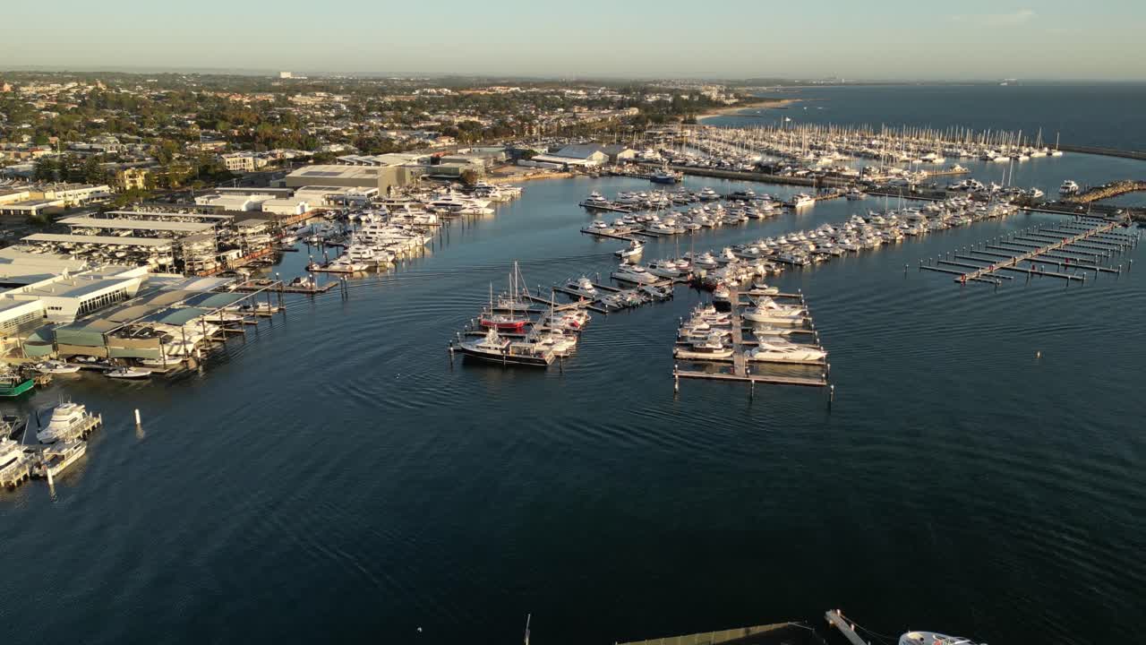 4K 30FPS Amazing Aerial View of Fremantle Sailing Club in Perth City Australia - Dolly Shot