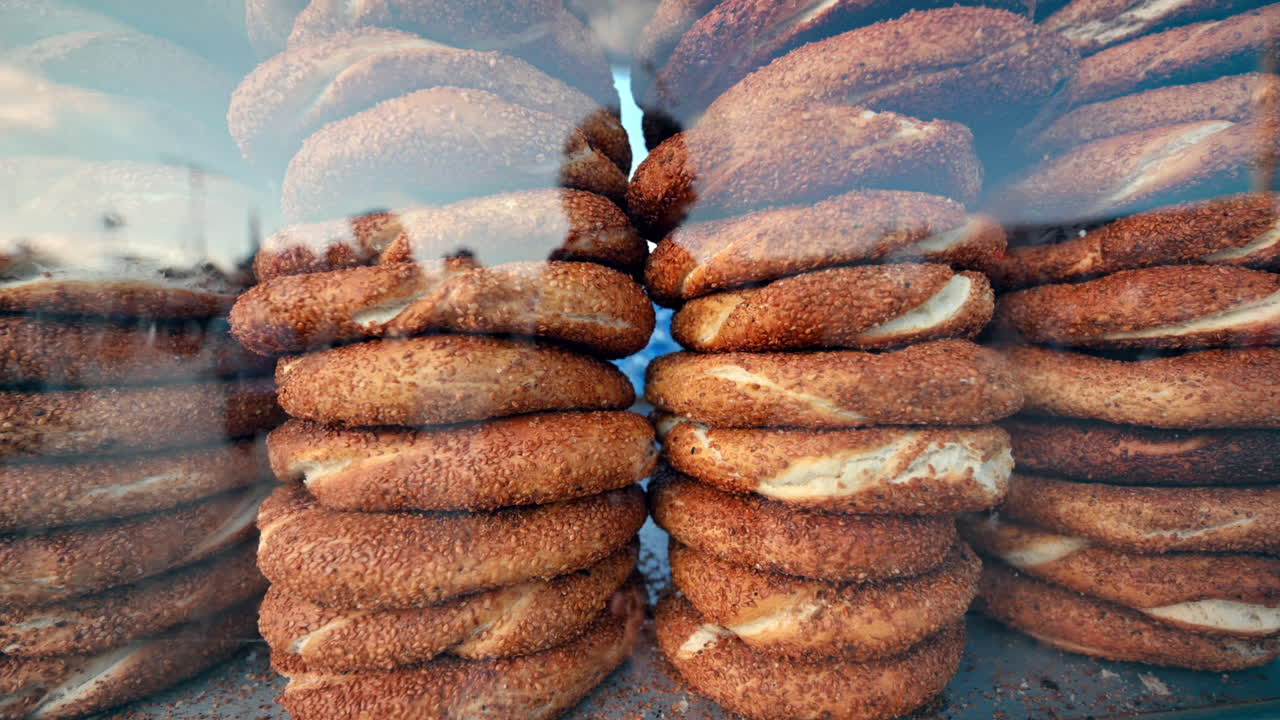 Close view of turkish bakery product in a street shop in Istanbul, Turkey