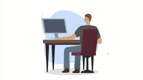 hombre de negocios usando el escritorio en la oficina