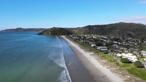 aerial view of matarangi, new built holiday town on new zealand coast