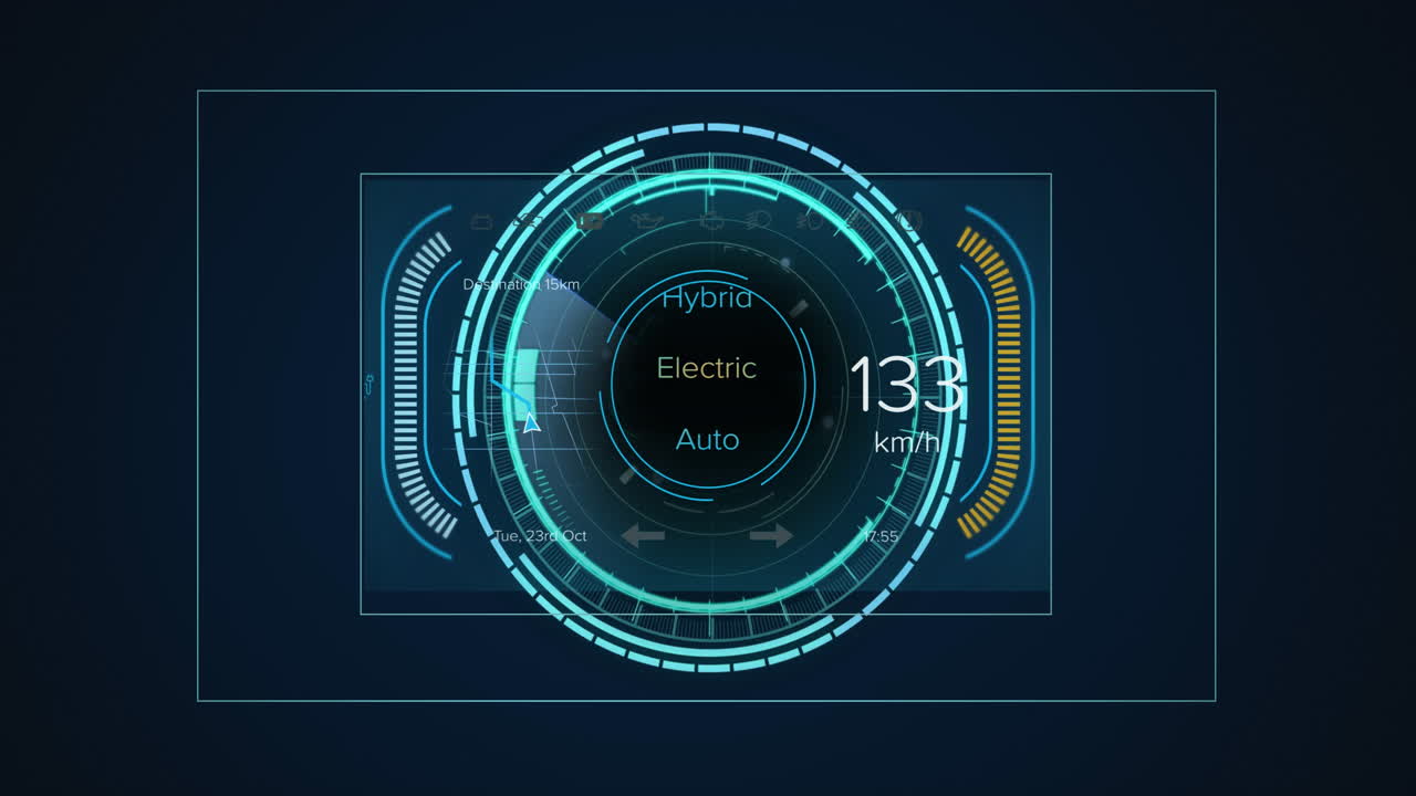 Animation of scope scanning and data processing on black background