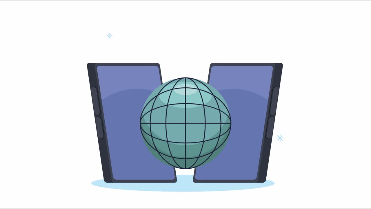 smartphones devices with sphere browser animation