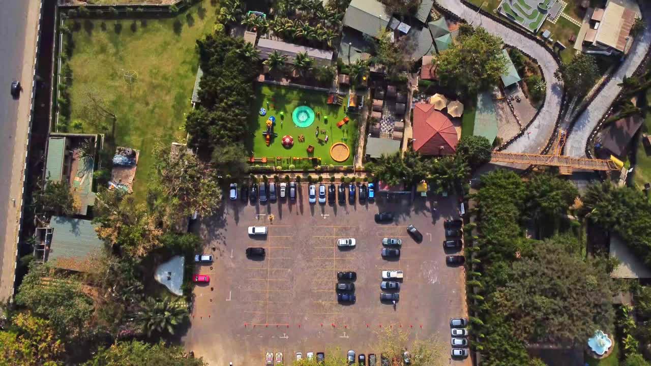 Top down aerial of a beautiful large playground in Abuja, Nigeria